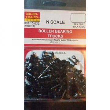 N SCALE TRAIN CAR TRUCKS 10-PK MTL ROLLER BEARING MED 003 10 032 BLACK LOT