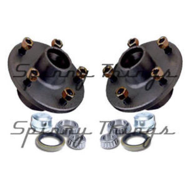 Trailer Lazy Hubs PAIR HT HOLDEN 5 stud w/ FORD bearings Caravan Camper Box Car #5 image